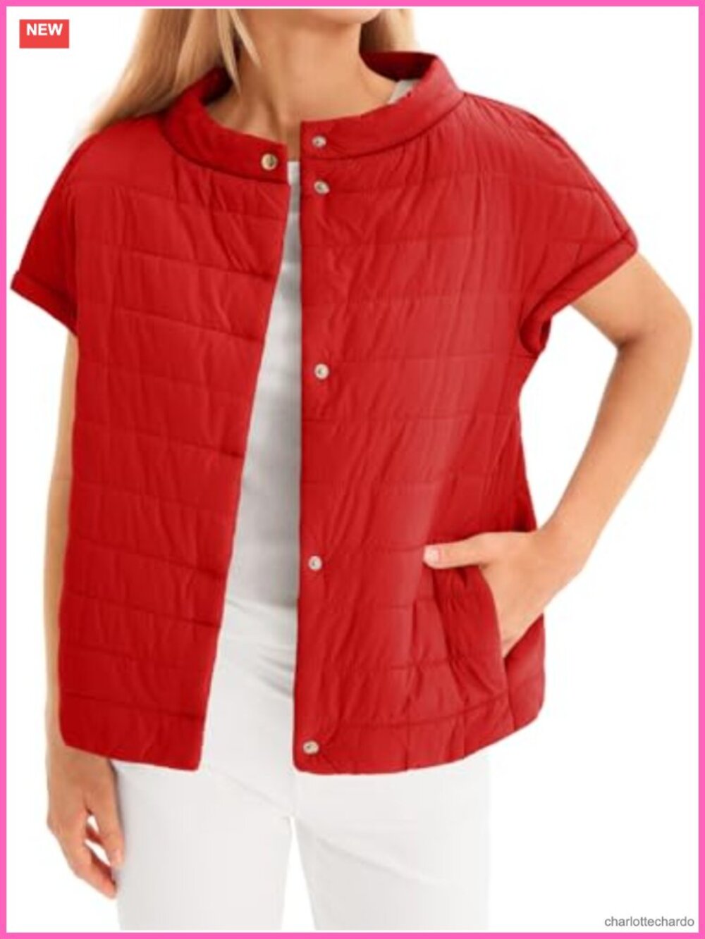 Tankaneo Womens Puffer Vest Button Up Cap Sleeve Quilted Winter Jacket
